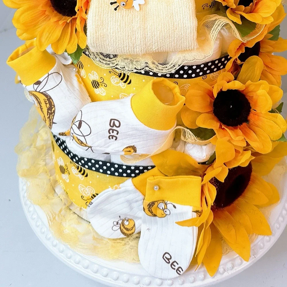 Bee Diaper Cake, Sunflowers Diaper Cake